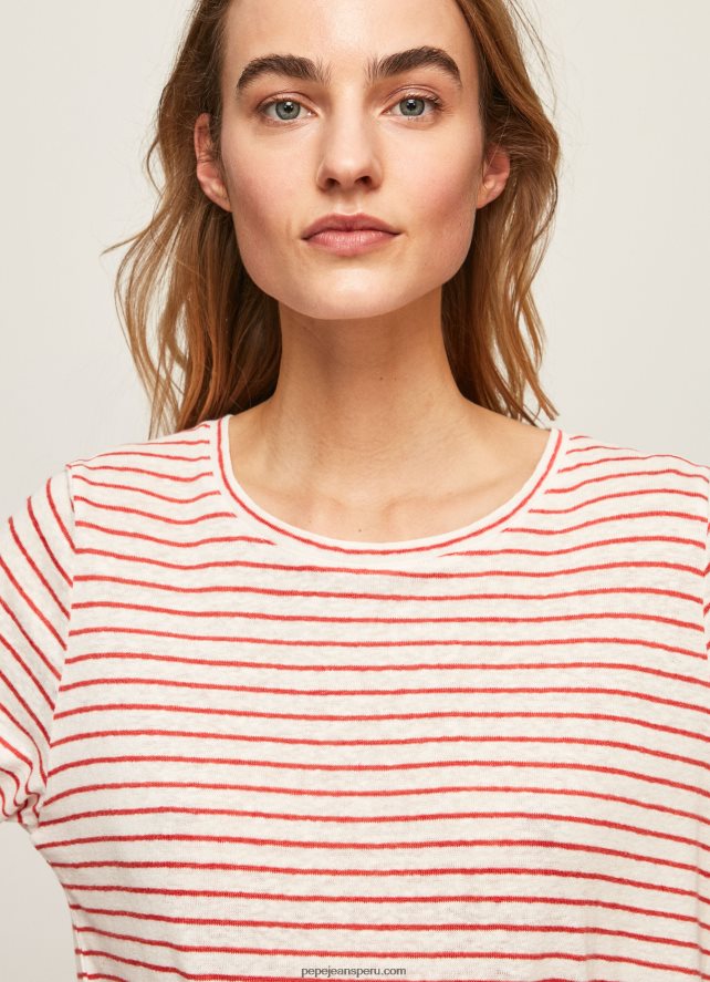 mujer camiseta de manga larga a rayas Pepe Jeans 44JTZ395 estudio rojo - Imagen 3