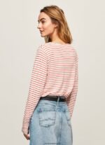 mujer camiseta de manga larga a rayas Pepe Jeans 44JTZ395 estudio rojo - Imagen 4