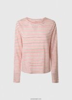 mujer camiseta de manga larga a rayas Pepe Jeans 44JTZ395 estudio rojo - Imagen 5
