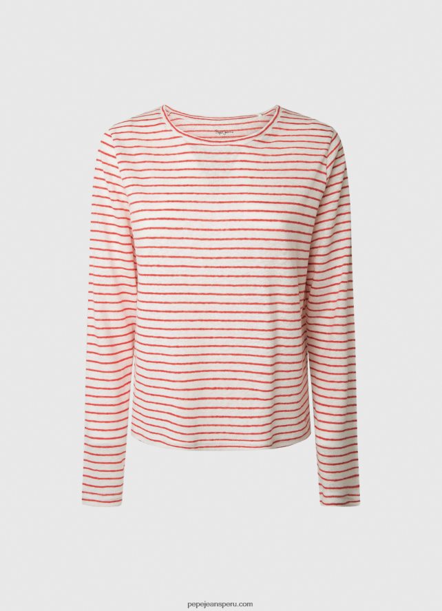 mujer camiseta de manga larga a rayas Pepe Jeans 44JTZ395 estudio rojo - Imagen 5