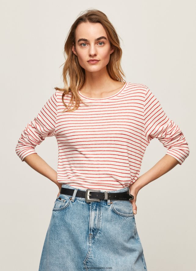 mujer_camiseta_de_manga_larga_a_rayas_pepe_jeans_44jtz395_estudio_rojo.jpg mujer camiseta de manga larga a rayas Pepe Jeans 44JTZ395 estudio rojo - Imagen 1