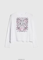 mujer camiseta de manga larga con logo maxi Pepe Jeans 44JTZ389 blanco - Imagen 5