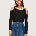 mujer camiseta de manga larga con tirantes Pepe Jeans 44JTZ399 negro