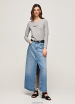 mujer camiseta de manga larga de algodón Pepe Jeans 44JTZ473 gris marga - Imagen 2