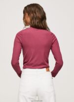 mujer camiseta de manga larga de canalé Pepe Jeans 44JTZ393 rubor oscuro - Imagen 3