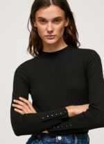 mujer camiseta de manga larga de canalé Pepe Jeans 44JTZ407 negro - Imagen 3