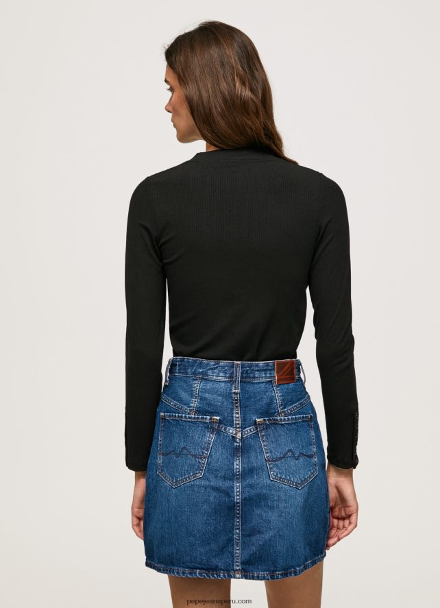 mujer camiseta de manga larga de canalé Pepe Jeans 44JTZ407 negro - Imagen 4