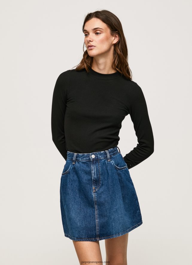 mujer_camiseta_de_manga_larga_de_canale_pepe_jeans_44jtz407_negro.jpg mujer camiseta de manga larga de canalé Pepe Jeans 44JTZ407 negro - Imagen 1