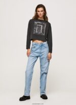 mujer camiseta estampada de manga larga Pepe Jeans 44JTZ427 negro lavado - Imagen 2