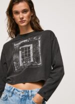 mujer camiseta estampada de manga larga Pepe Jeans 44JTZ427 negro lavado - Imagen 3