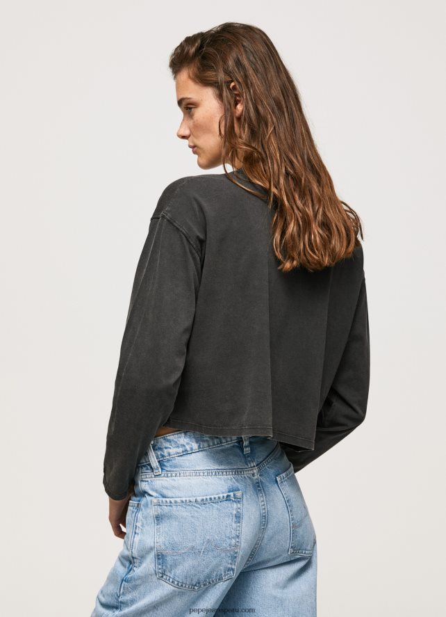 mujer camiseta estampada de manga larga Pepe Jeans 44JTZ427 negro lavado - Imagen 4