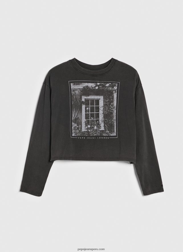 mujer camiseta estampada de manga larga Pepe Jeans 44JTZ427 negro lavado - Imagen 5