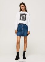 mujer camiseta estampada de manga larga Pepe Jeans 44JTZ428 blanco