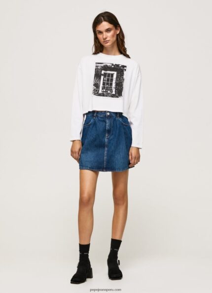 mujer camiseta estampada de manga larga Pepe Jeans 44JTZ428 blanco