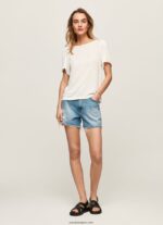 mujer camiseta jaspeada con cuello barco Pepe Jeans 44JTZ452 blanco - Imagen 2