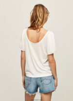 mujer camiseta jaspeada con cuello barco Pepe Jeans 44JTZ452 blanco - Imagen 4