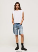 mujer camiseta jaspeada con mangas en la sisa Pepe Jeans 44JTZ409 blanco - Imagen 2