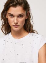 mujer camiseta jaspeada con mangas en la sisa Pepe Jeans 44JTZ409 blanco