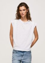 mujer camiseta jaspeada con mangas en la sisa Pepe Jeans 44JTZ409 blanco - Imagen 3