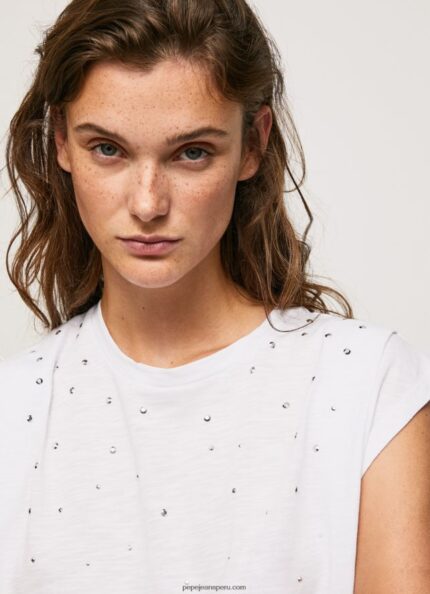 mujer camiseta jaspeada con mangas en la sisa Pepe Jeans 44JTZ409 blanco