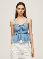 mujer camiseta sin mangas de mezclilla Pepe Jeans 44JTZ350 azul