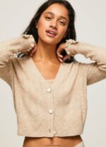 mujer cárdigan con cuello en V calado Pepe Jeans 44JTZ243 fuerte