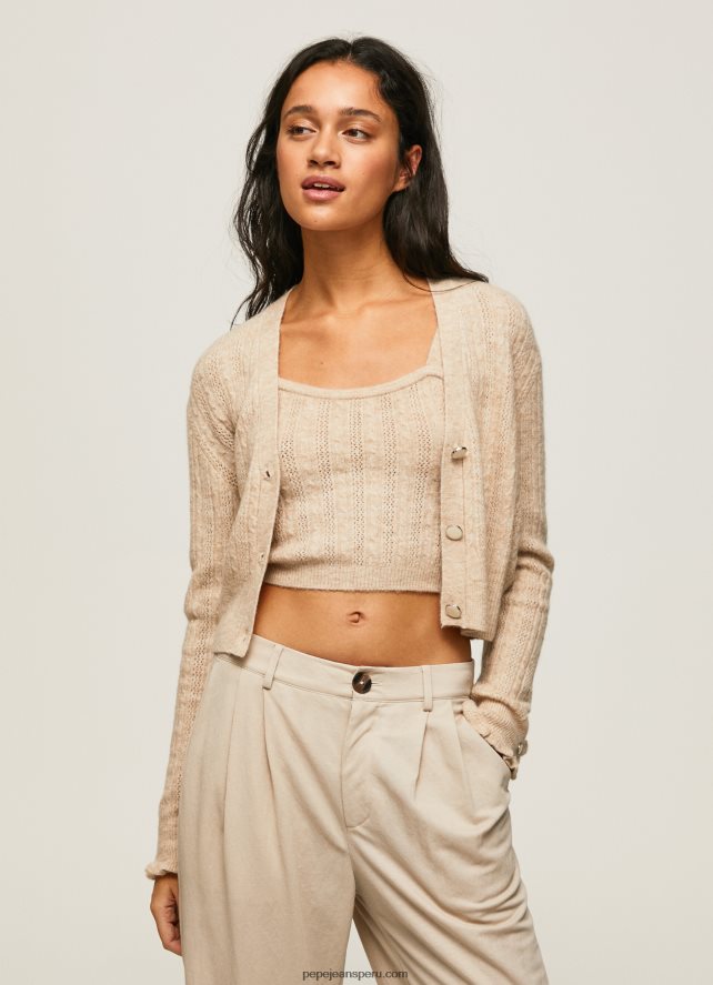 mujer cárdigan con cuello en V calado Pepe Jeans 44JTZ243 fuerte - Imagen 3