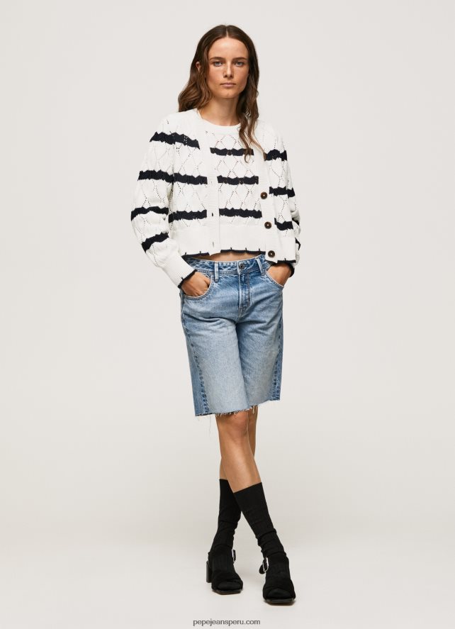 mujer cárdigan con motivo calado a rayas Pepe Jeans 44JTZ252 mousse - Imagen 2