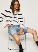 mujer cárdigan con motivo calado a rayas Pepe Jeans 44JTZ252 mousse