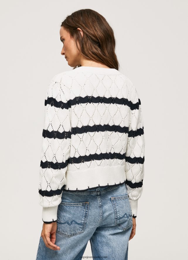 mujer cárdigan con motivo calado a rayas Pepe Jeans 44JTZ252 mousse - Imagen 5