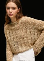 mujer cárdigan corto de punto calado Pepe Jeans 44JTZ233 piedra