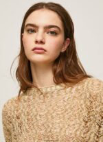 mujer cárdigan corto de punto calado Pepe Jeans 44JTZ233 piedra - Imagen 4