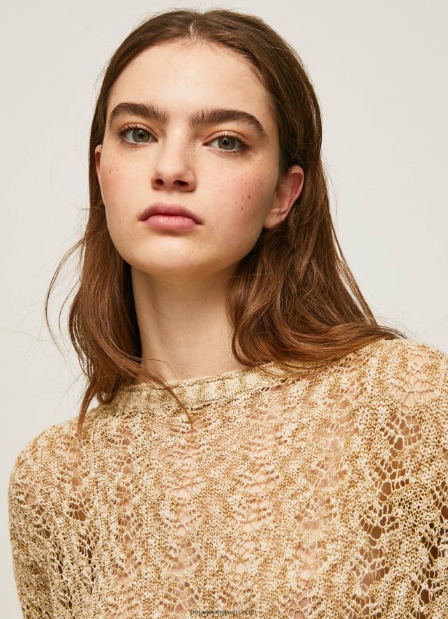 mujer cárdigan corto de punto calado Pepe Jeans 44JTZ233 piedra - Imagen 4