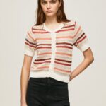 mujer cárdigan de algodón con estampado de rayas Pepe Jeans 44JTZ235 multi