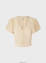 mujer cárdigan de punto fino calado Pepe Jeans 44JTZ265 suero de la leche - Imagen 5