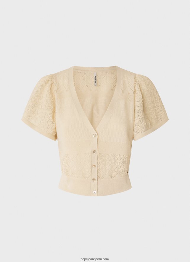 mujer cárdigan de punto fino calado Pepe Jeans 44JTZ265 suero de la leche - Imagen 5
