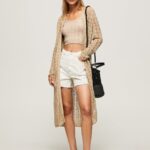 mujer cárdigan largo calado Pepe Jeans 44JTZ234 piedra