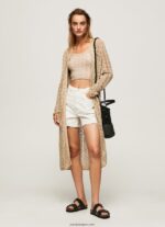mujer cárdigan largo calado Pepe Jeans 44JTZ234 piedra