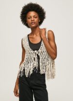 mujer chaleco de macramé con flecos Pepe Jeans 44JTZ135 mousse