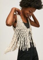 mujer chaleco de macramé con flecos Pepe Jeans 44JTZ135 mousse - Imagen 3