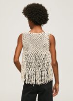 mujer chaleco de macramé con flecos Pepe Jeans 44JTZ135 mousse - Imagen 4