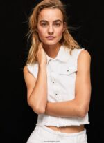 mujer chaleco de mezclilla con flores bordadas Pepe Jeans 44JTZ130 mezclilla