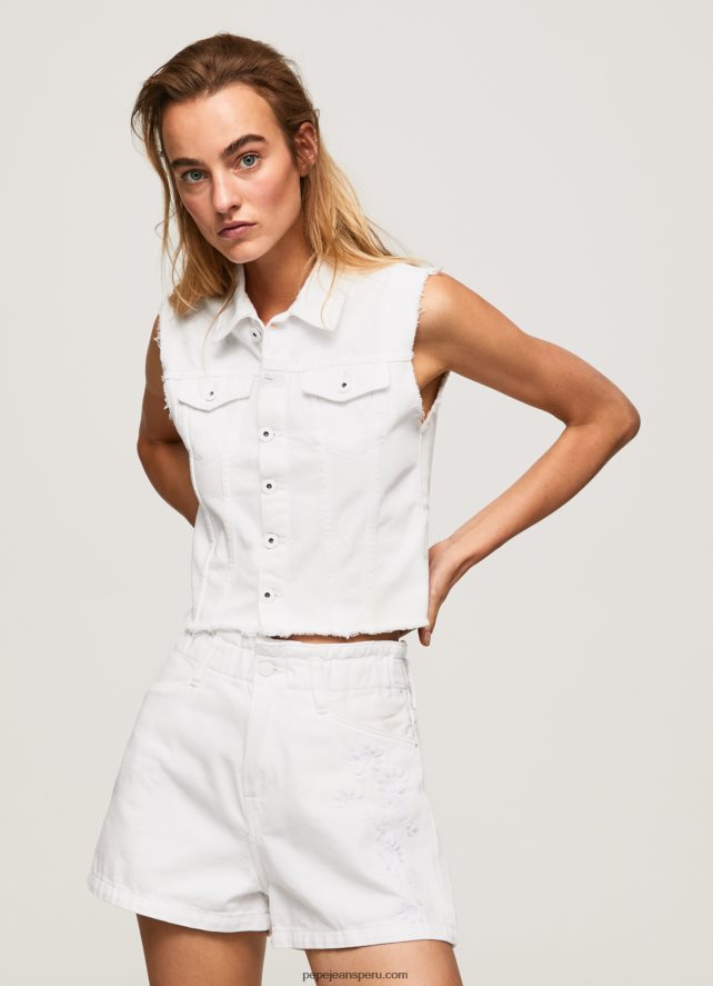 mujer chaleco de mezclilla con flores bordadas Pepe Jeans 44JTZ130 mezclilla - Imagen 3