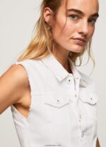 mujer chaleco de mezclilla con flores bordadas Pepe Jeans 44JTZ130 mezclilla - Imagen 4