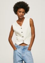 mujer chaleco tejido combinado Pepe Jeans 44JTZ346 mousse - Imagen 2