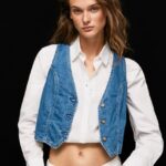 mujer chaleco vaquero cropped Pepe Jeans 44JTZ319 mezclilla