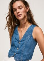 mujer chaleco vaquero cropped Pepe Jeans 44JTZ319 mezclilla - Imagen 3