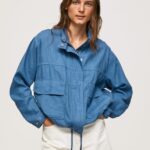 mujer chamarra de lino con corte holgado Pepe Jeans 44JTZ128 cambray