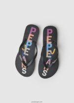 mujer Chanclas de playa con letras de rastrillo Pepe Jeans 44JTZ697 negro - Imagen 2