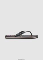 mujer Chanclas de playa con letras de rastrillo Pepe Jeans 44JTZ697 negro